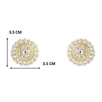 Gold Plated Traditional Kundan & Pearl Studded Earrings For Women/Girls  4