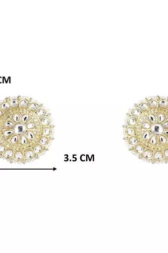Gold Plated Traditional Kundan & Pearl Studded Earrings For Women/Girls 