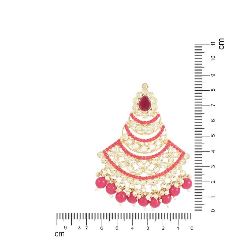 Gold Plated Traditional Handcrafted Pearl Kundan Beaded Chandbali Earrings for Women/Girls 