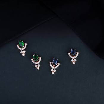 Rose Gold Plated Fashion Cubic Zirconia American Diamoand Combo of 2 Studs Earrings 1