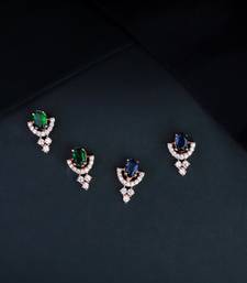 Rose Gold Plated Fashion Cubic Zirconia American Diamoand Combo of 2 Studs Earrings