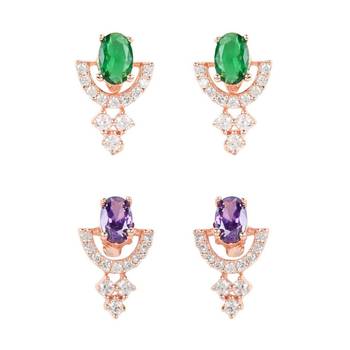 Rose Gold Plated Fashion Cubic Zirconia American Diamoand Combo of 2 Studs Earrings 2