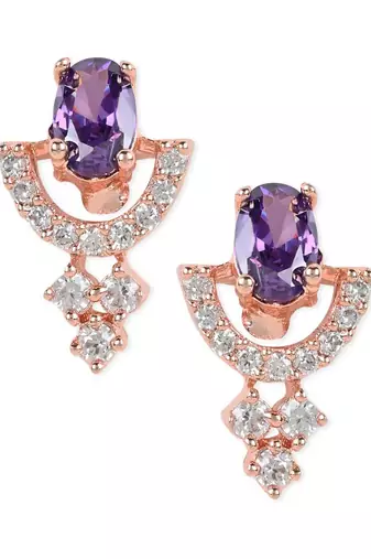 Rose Gold Plated Fashion Cubic Zirconia American Diamoand Combo of 2 Studs Earrings