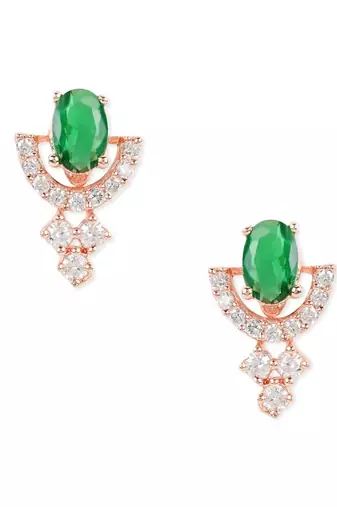 Rose Gold Plated Fashion Cubic Zirconia American Diamoand Combo of 2 Studs Earrings