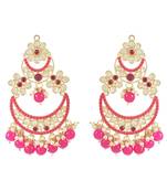 Gold Plated Traditional Pearl Kundan Beaded Chandbali Earrings for Women/Girls 