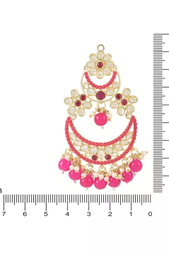 Gold Plated Traditional Pearl Kundan Beaded Chandbali Earrings for Women/Girls 