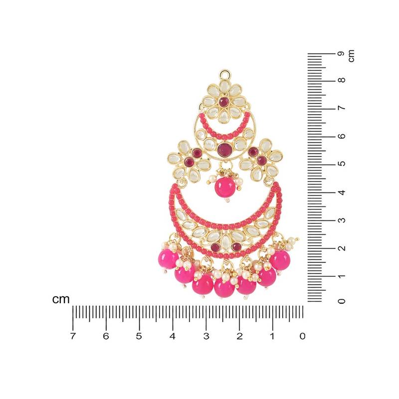 Gold Plated Traditional Pearl Kundan Beaded Chandbali Earrings for Women/Girls 