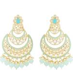 Gold Plated Traditional Handcrafted Pearl Kundan Beaded Chandbali Earrings for Women/Girls 