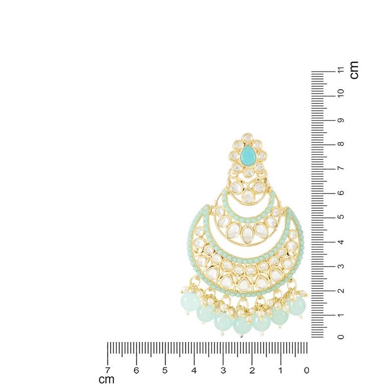 Gold Plated Traditional Handcrafted Pearl Kundan Beaded Chandbali Earrings for Women/Girls 