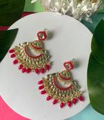 Gold Plated Traditional Handcrafted Pearl Kundan Beaded Earrings for Women/Girls 