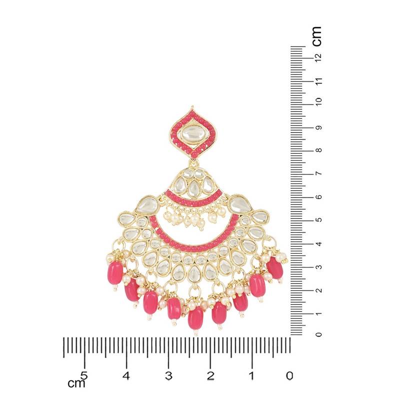 Gold Plated Traditional Handcrafted Pearl Kundan Beaded Earrings for Women/Girls 