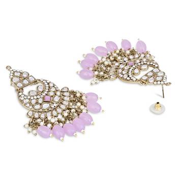 Gold Plated Traditional Kundan Pearl Chandbali Earrings For Women And Girls  3