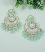 Gold Plated Traditional Kundan Pearl Chandbali Earrings For Women And Girls 