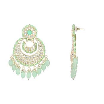 Gold Plated Traditional Kundan Pearl Chandbali Earrings For Women And Girls  5