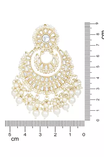 Gold Plated Traditional Kundan Pearl Chandbali Earrings For Women And Girls 