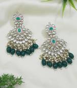 Gold Plated Traditional Kundan Pearl Chandbali Earrings For Women And Girls 