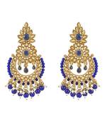 Gold Plated Traditional Kundan Studed Pearl Hanging Chandbali Earring For Women & Gilrs 