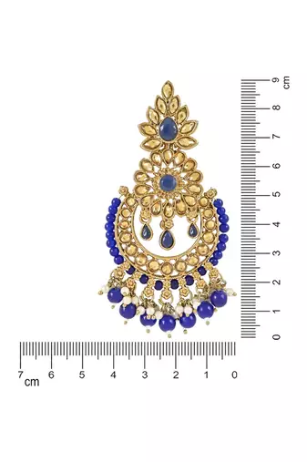 Gold Plated Traditional Kundan Studed Pearl Hanging Chandbali Earring For Women & Gilrs 