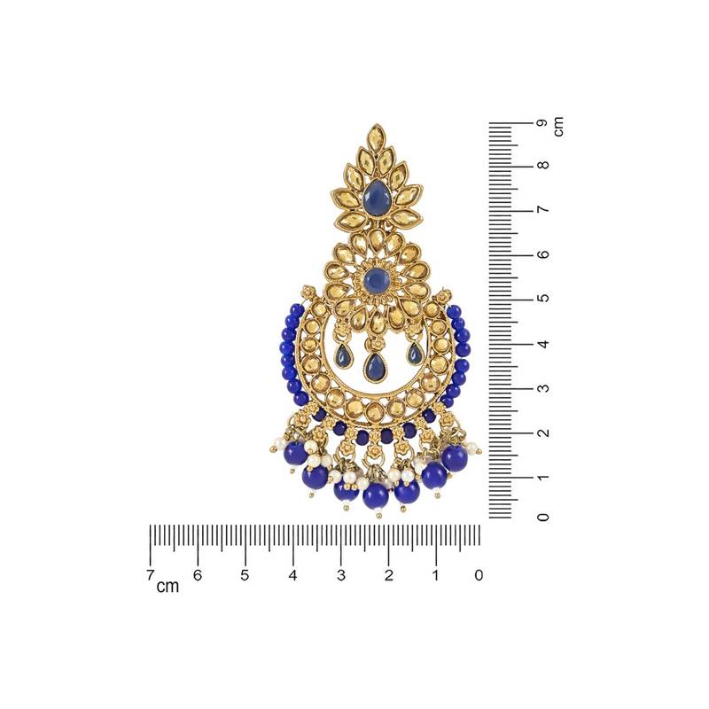 Gold Plated Traditional Kundan Studed Pearl Hanging Chandbali Earring For Women & Gilrs 