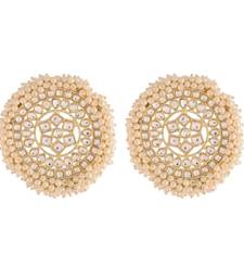 Gold Plated Kundan Pearl Stud Earrings for Women 