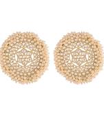 Gold Plated Kundan Pearl Stud Earrings for Women 