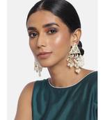 Gold Plated Meenakari Kundan & Pearl Studded Dangle Earrings for Women 
