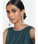 Gold Plated Kundan Pearl Dangle Earrings for Women 