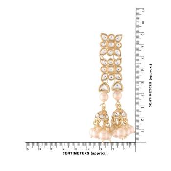 Gold Plated Kundan Pearl Dangle Earrings for Women  4