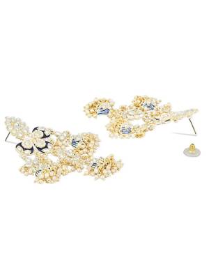 Gold Plated Kundan Pearl Studded Jhumki Dangle Earrings for Women  3