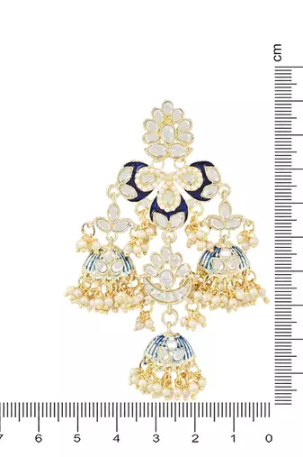 Gold Plated Kundan Pearl Studded Jhumki Dangle Earrings for Women 