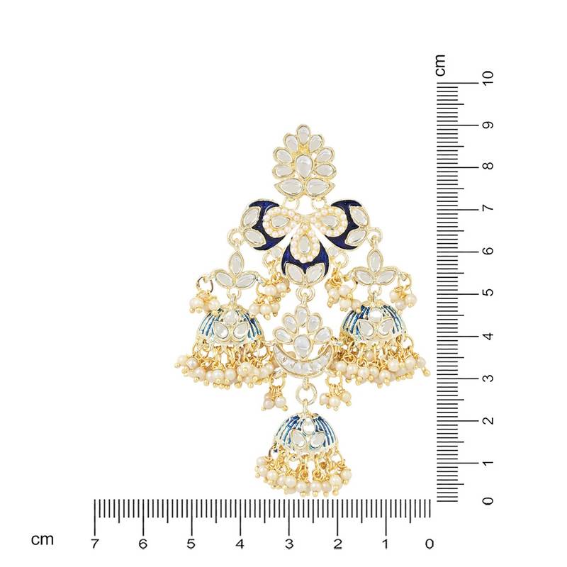 Gold Plated Kundan Pearl Studded Jhumki Dangle Earrings for Women 