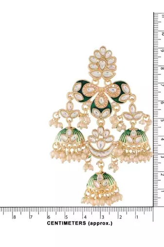 Gold Plated Kundan Pearl Studded Jhumki Dangle Earrings for Women 