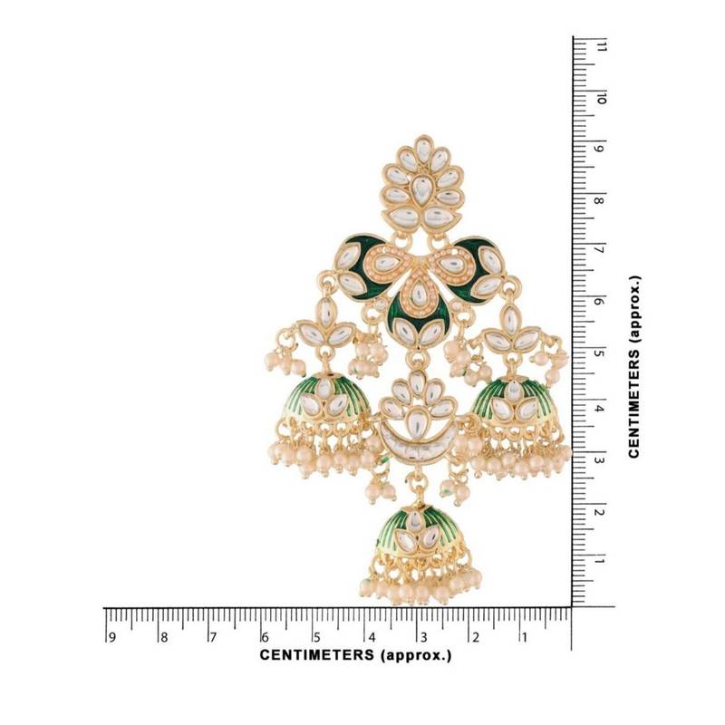 Gold Plated Kundan Pearl Studded Jhumki Dangle Earrings for Women 