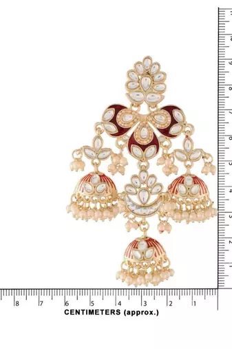 Gold Plated Kundan Pearl Studded Jhumki Dangle Earrings for Women 