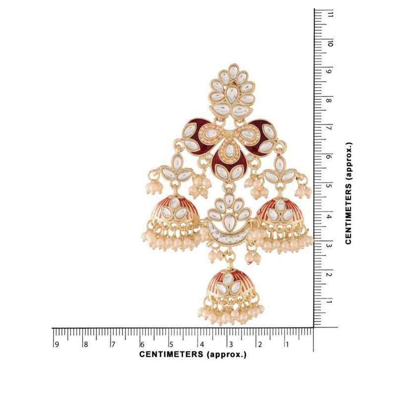 Gold Plated Kundan Pearl Studded Jhumki Dangle Earrings for Women 