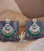 Gold Plated Traditional Meenakari Kundan & Stone Studded Chandbali Earrings For Women 