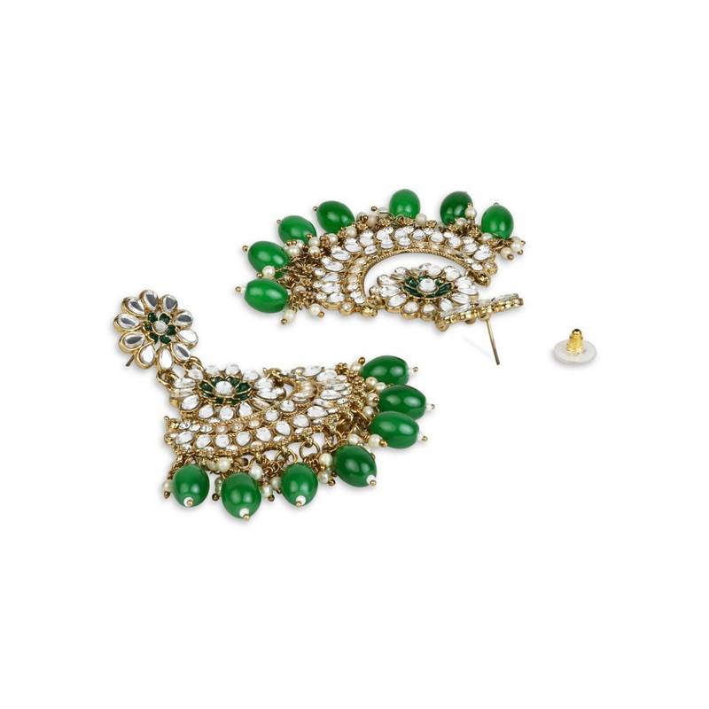 Gold Plated Traditional Meenakari Kundan & Stone Studded Chandbali Earrings For Women 