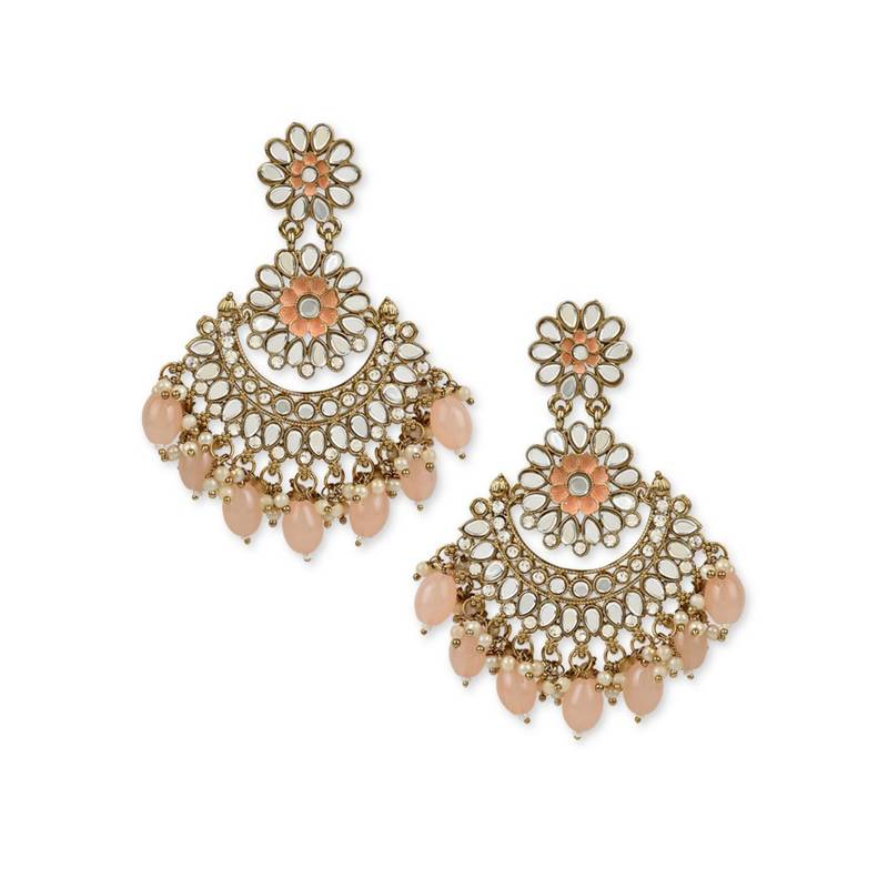 Gold Plated Traditional Meenakari Kundan & Stone Studded Chandbali Earrings For Women (E2948)