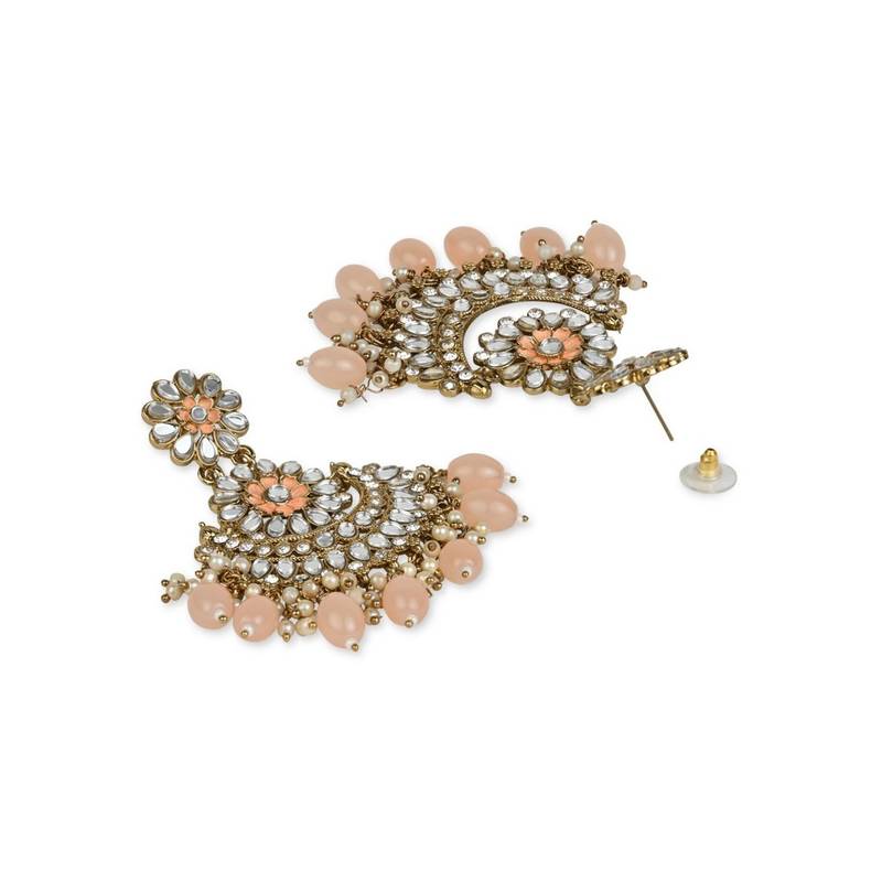 Gold Plated Traditional Meenakari Kundan & Stone Studded Chandbali Earrings For Women (E2948)