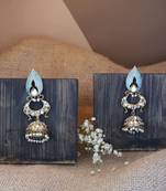 Gold PLated Traditional Meenakari Kundan & Stone Studded Jhumka Earrings For Women 