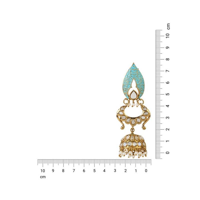 Gold PLated Traditional Meenakari Kundan & Stone Studded Jhumka Earrings For Women 