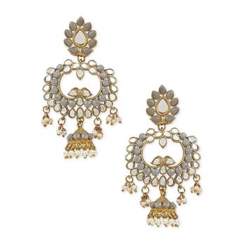 Gold Plated Traditional Meenakari Kundan & Stone Studded Chandbali Earrings For Women 2