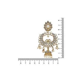 Gold Plated Traditional Meenakari Kundan & Stone Studded Chandbali Earrings For Women 4