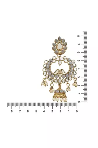 Gold Plated Traditional Meenakari Kundan & Stone Studded Chandbali Earrings For Women