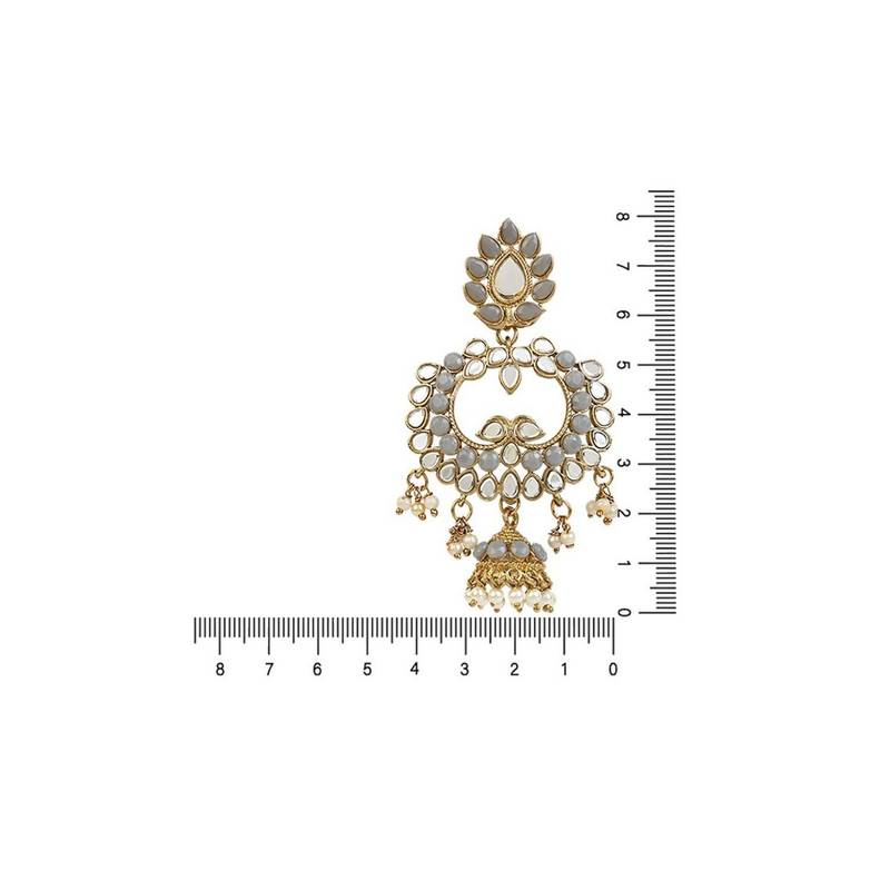 Gold Plated Traditional Meenakari Kundan & Stone Studded Chandbali Earrings For Women