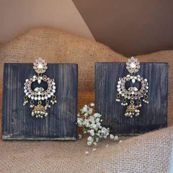 Gold Plated Traditional Meenakari Kundan & Stone Studded Chandbali Earrings For Women 1