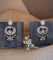 Gold Plated Traditional Meenakari Kundan & Stone Studded Chandbali Earrings For Women