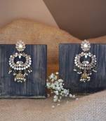 Gold Plated Traditional Meenakari Kundan & Stone Studded Chandbali Earrings For Women