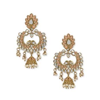 Gold Plated Traditional Meenakari Kundan & Stone Studded Chandbali Earrings For Women 2