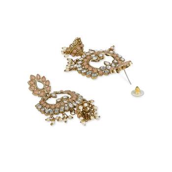 Gold Plated Traditional Meenakari Kundan & Stone Studded Chandbali Earrings For Women 3